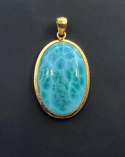 Larimar in .750 1-1.5 Micron Gold Plating over .925 Silver