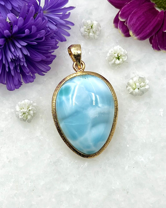 Larimar in .750 1-1.5 Micron Gold Plating over .925 Silver