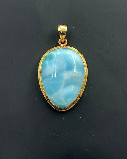 Larimar in .750 1-1.5 Micron Gold Plating over .925 Silver