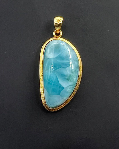 Larimar in .750 1-1.5 Micron Gold Plating over .925 Silver