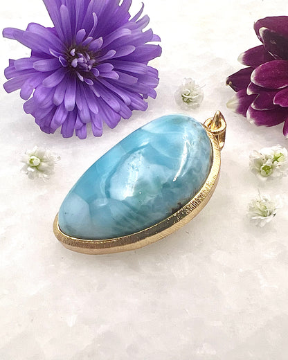 Larimar in .750 1-1.5 Micron Gold Plating over .925 Silver
