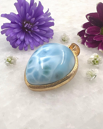 Larimar in .750 1-1.5 Micron Gold Plating over .925 Silver