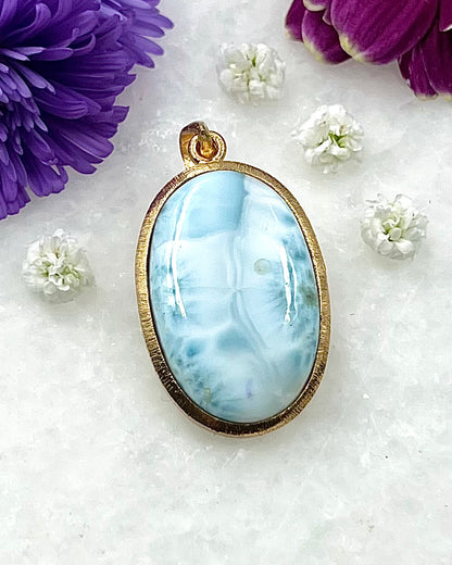 Larimar in .750 1-1.5 Micron Gold Plating over .925 Silver