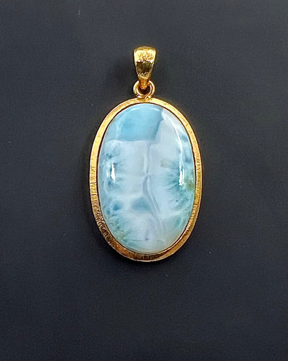 Larimar in .750 1-1.5 Micron Gold Plating over .925 Silver
