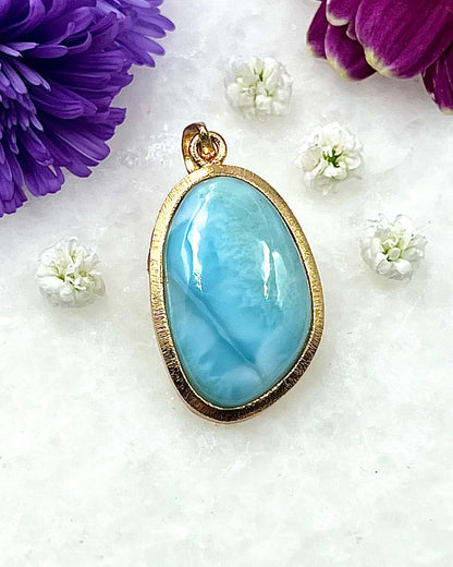 Larimar in .750 1-1.5 Micron Gold Plating over .925 Silver