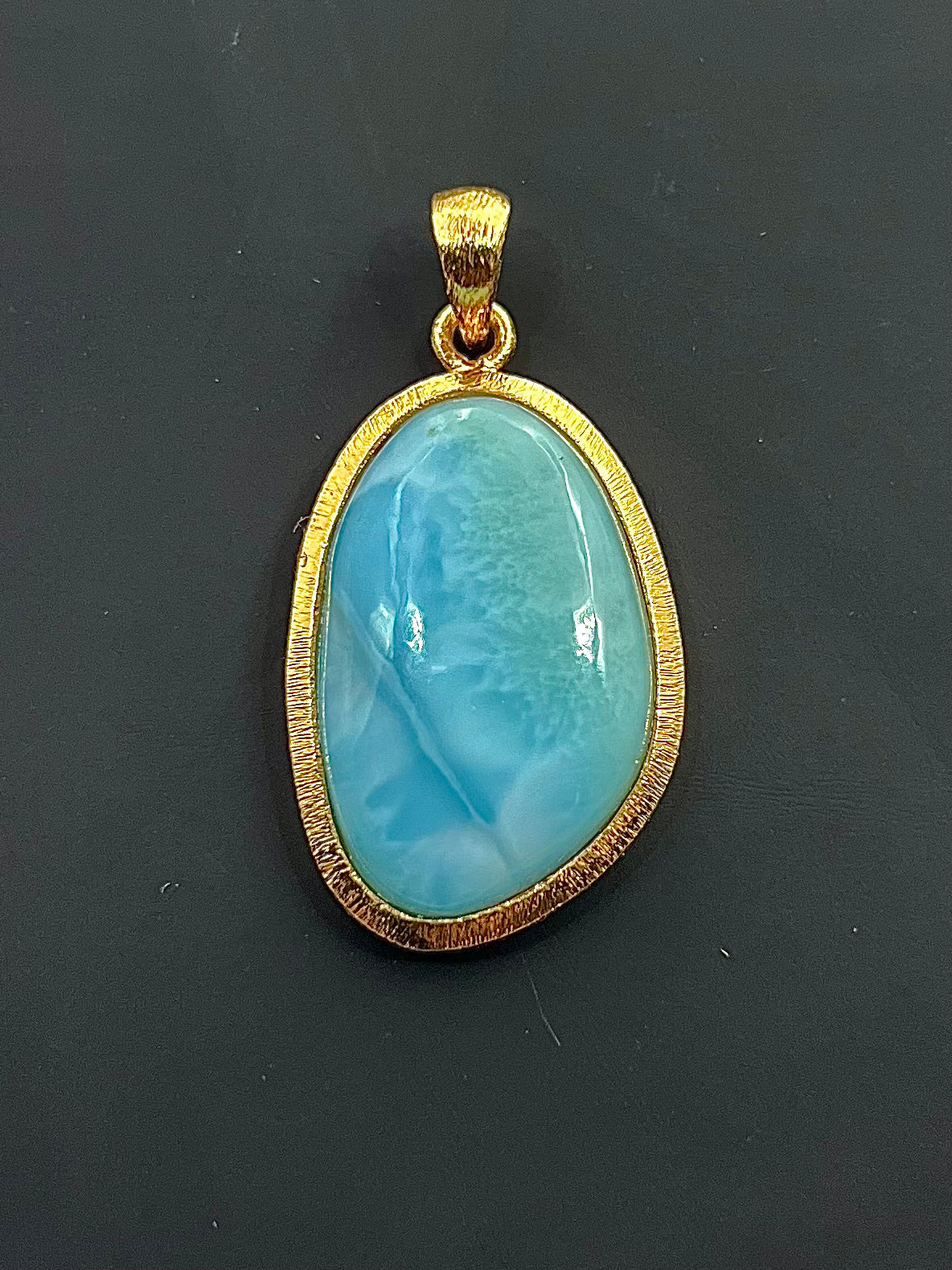 Larimar in .750 1-1.5 Micron Gold Plating over .925 Silver