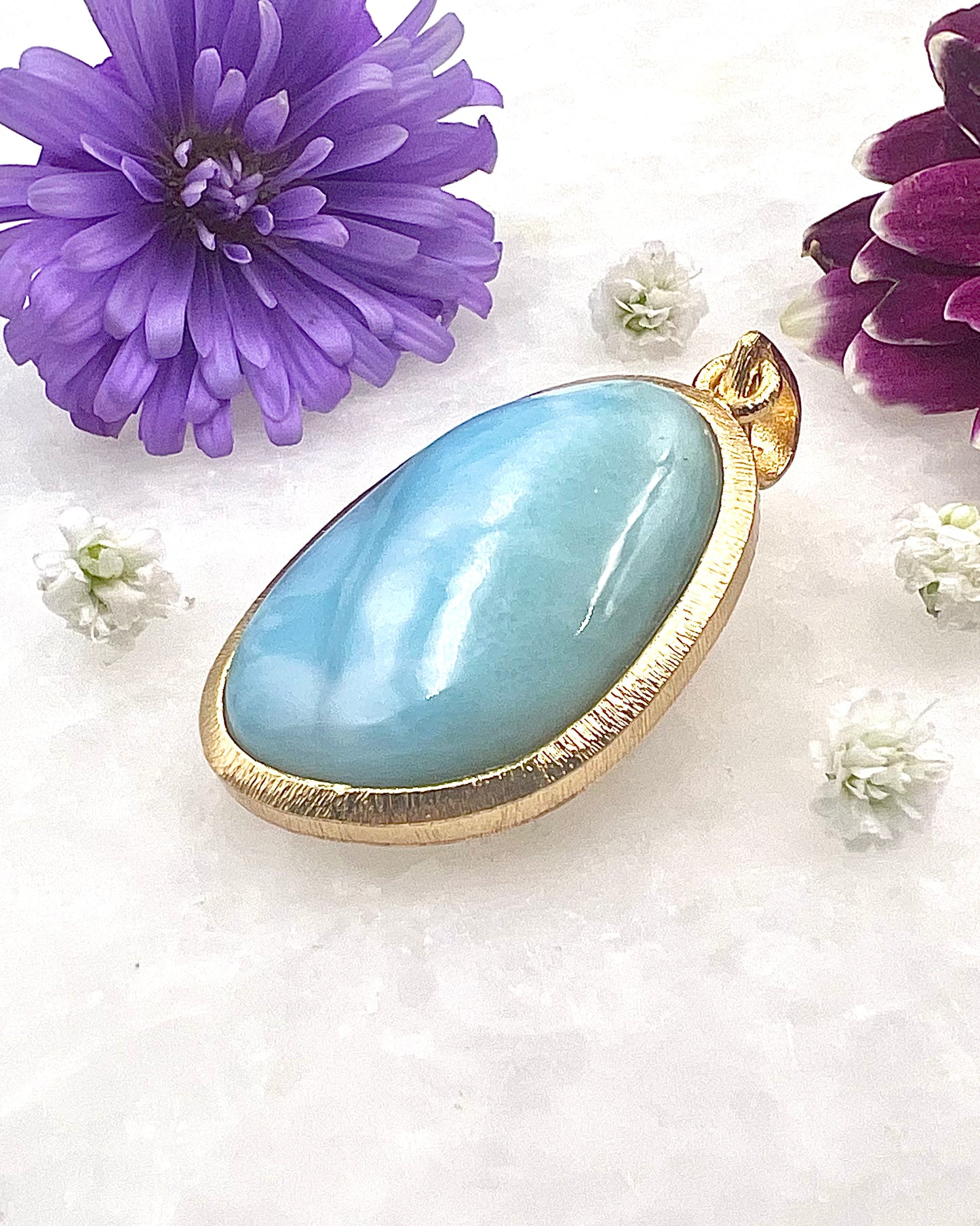 Larimar in .750 1-1.5 Micron Gold Plating over .925 Silver