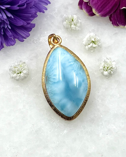 Larimar in .750 1-1.5 Micron Gold Plating over .925 Silver