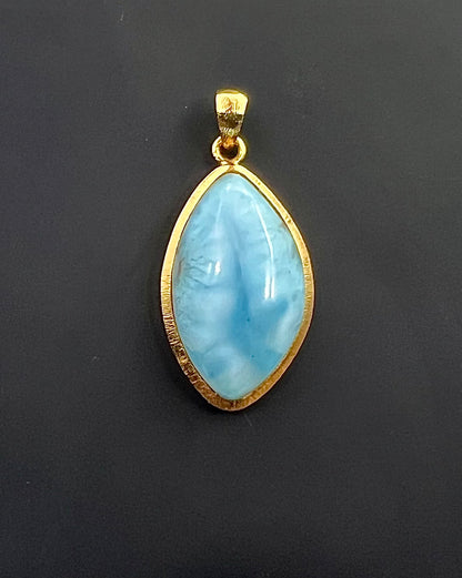 Larimar in .750 1-1.5 Micron Gold Plating over .925 Silver