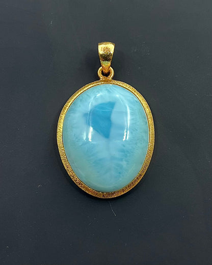 Larimar in .750 1-1.5 Micron Gold Plating over .925 Silver