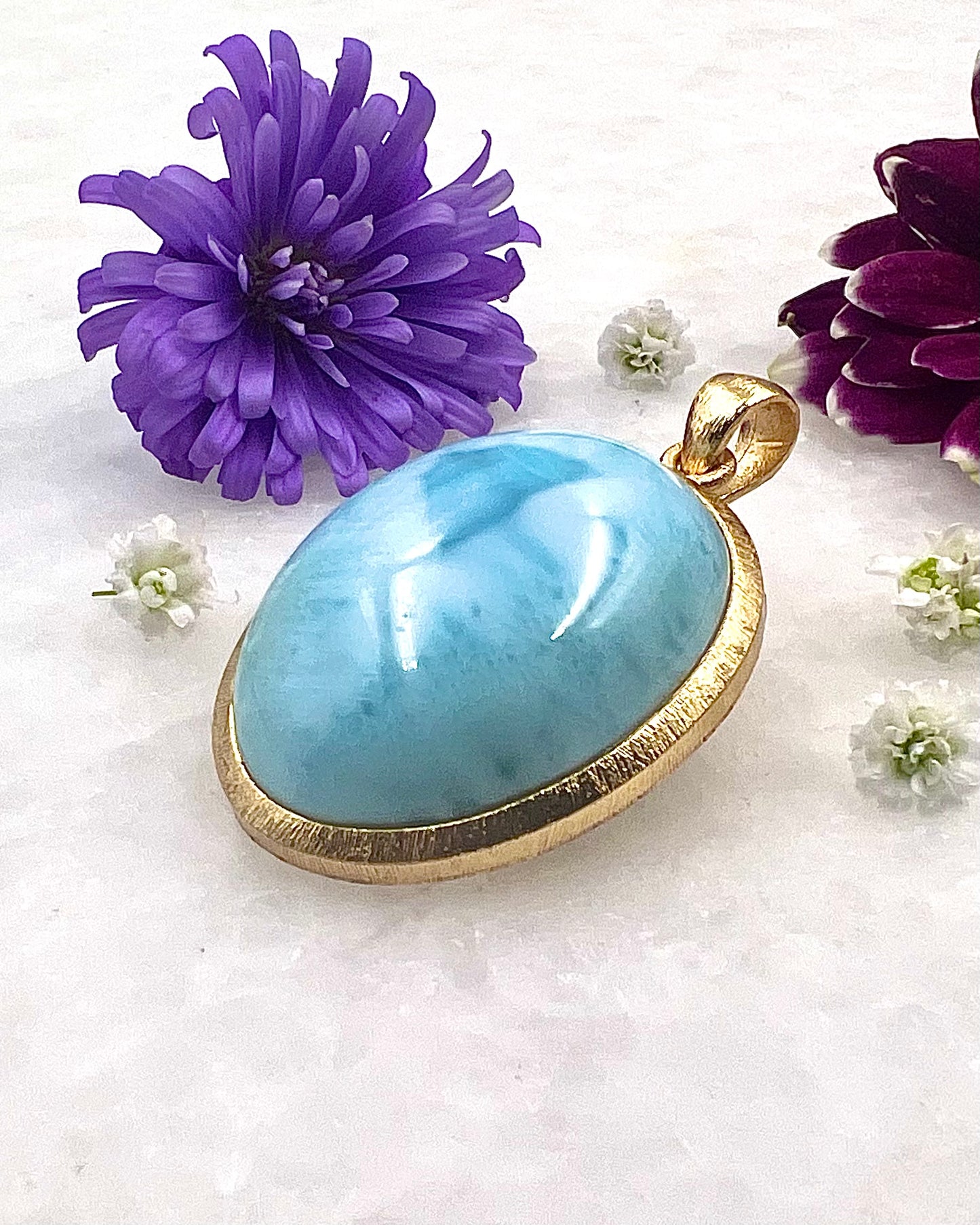 Larimar in .750 1-1.5 Micron Gold Plating over .925 Silver