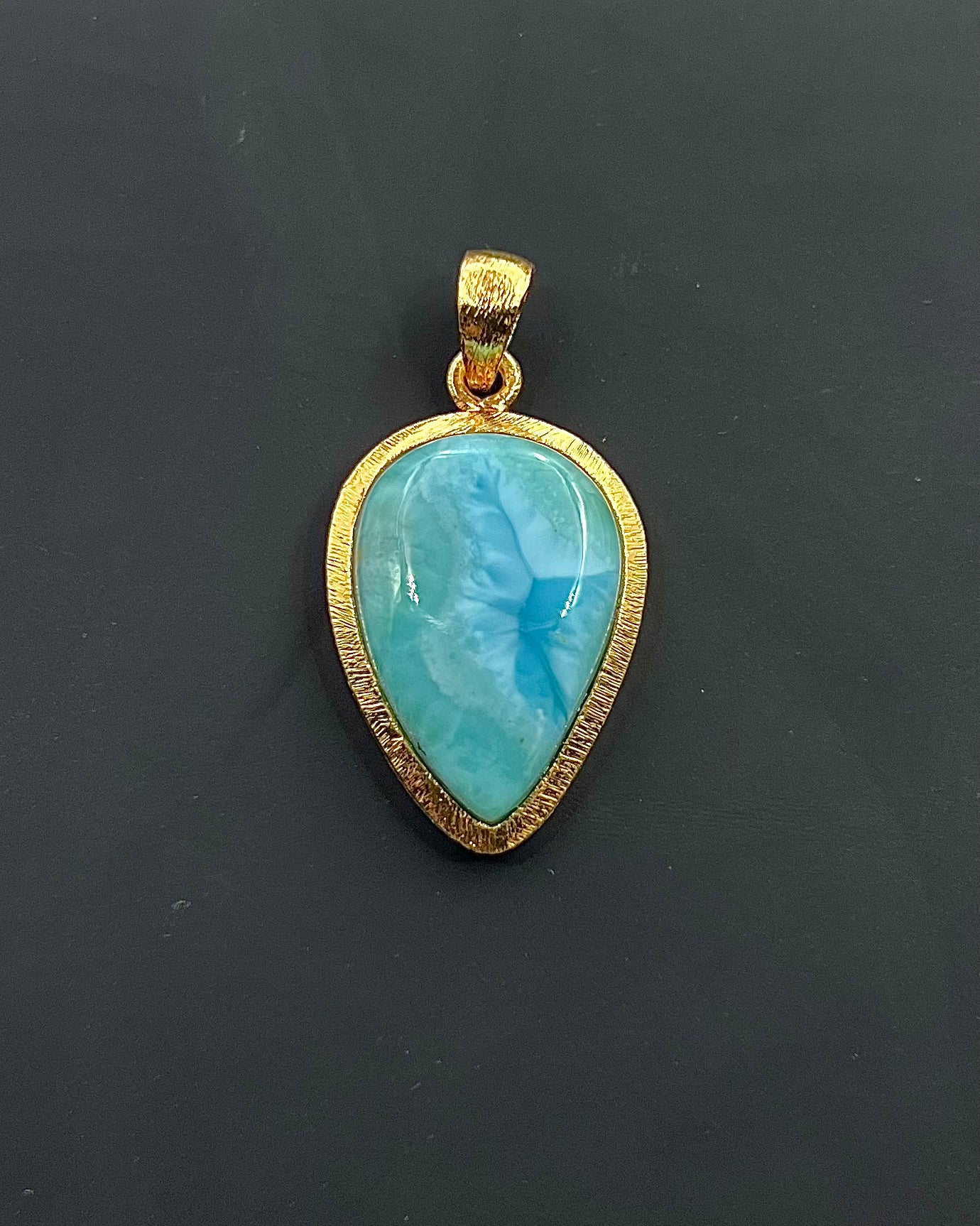 Larimar in .750 1-1.5 Micron Gold Plating over .925 Silver