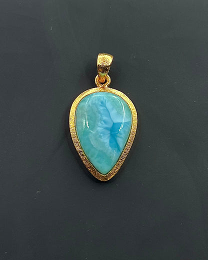 Larimar in .750 1-1.5 Micron Gold Plating over .925 Silver