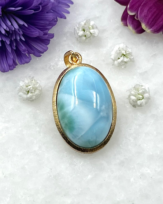 Larimar in .750 1-1.5 Micron Gold Plating over .925 Silver