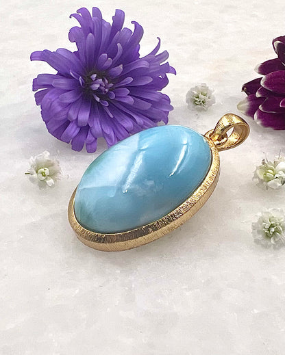 Larimar in .750 1-1.5 Micron Gold Plating over .925 Silver