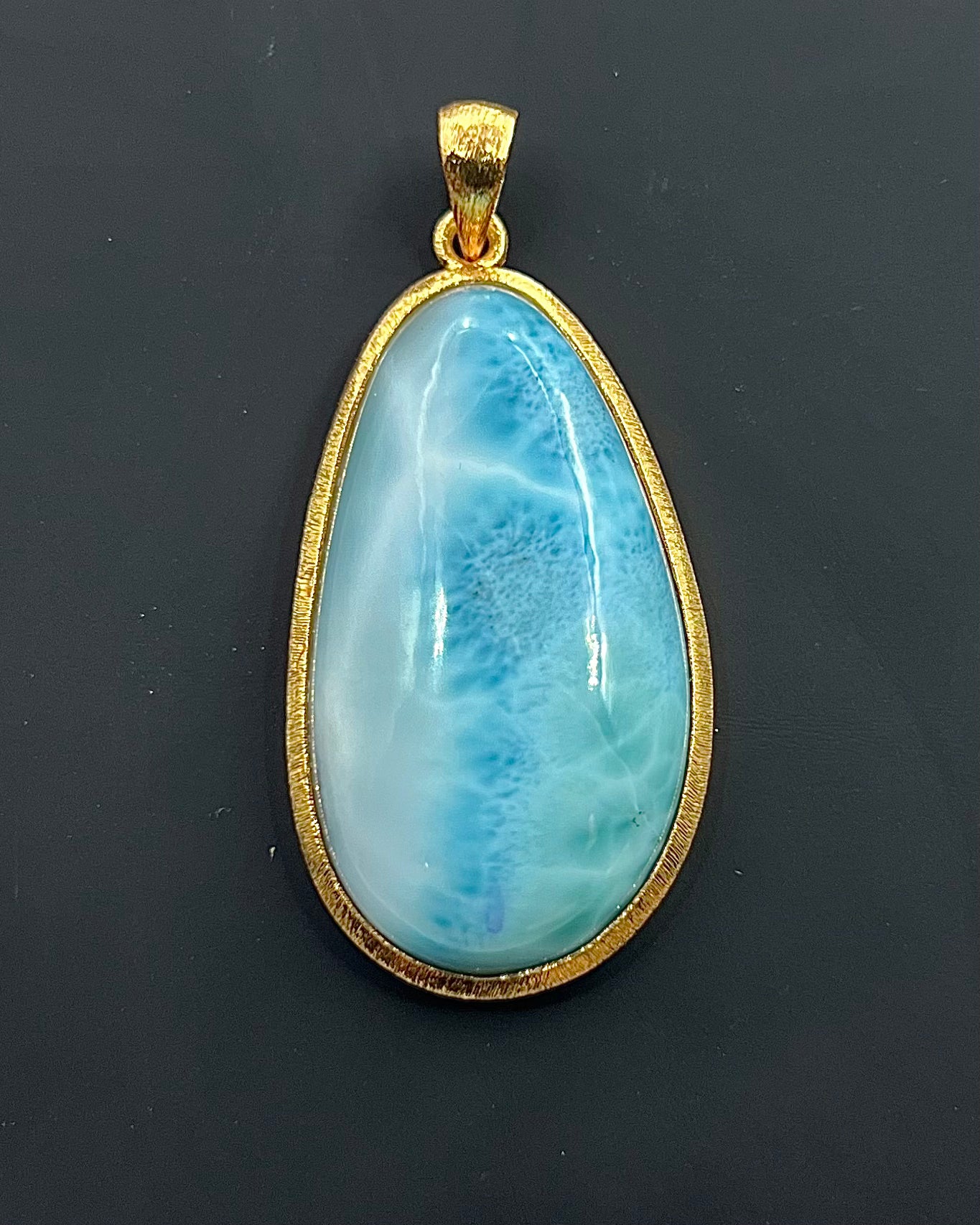 Larimar in .750 1-1.5 Micron Gold Plating over .925 Silver