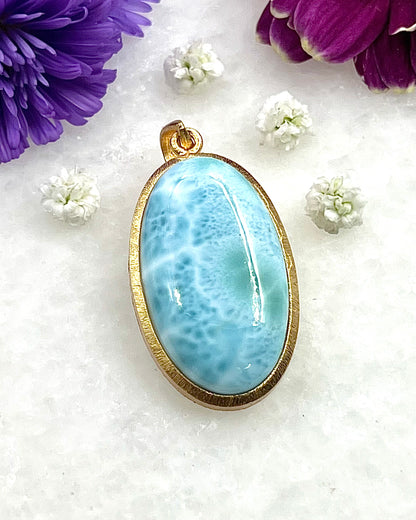 Larimar in .750 1-1.5 Micron Gold Plating over .925 Silver