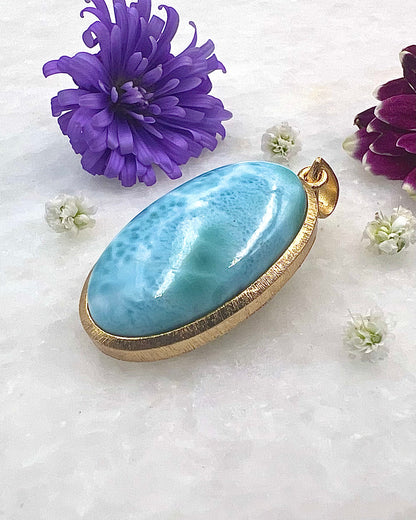 Larimar in .750 1-1.5 Micron Gold Plating over .925 Silver