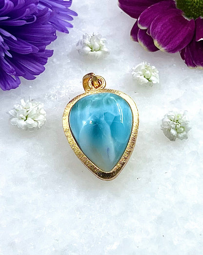 Larimar in .750 1-1.5 Micron Gold Plating over .925 Silver