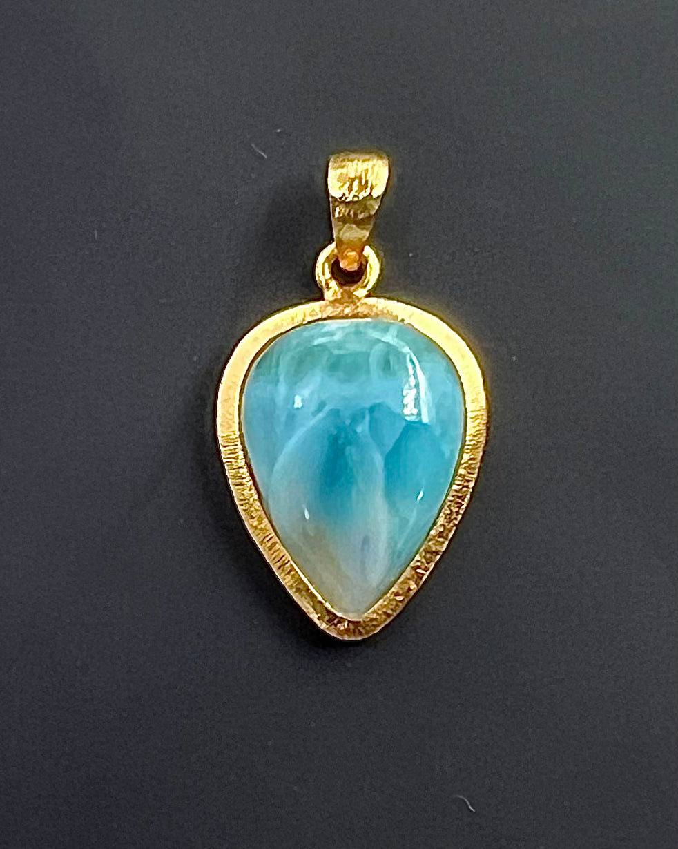 Larimar in .750 1-1.5 Micron Gold Plating over .925 Silver