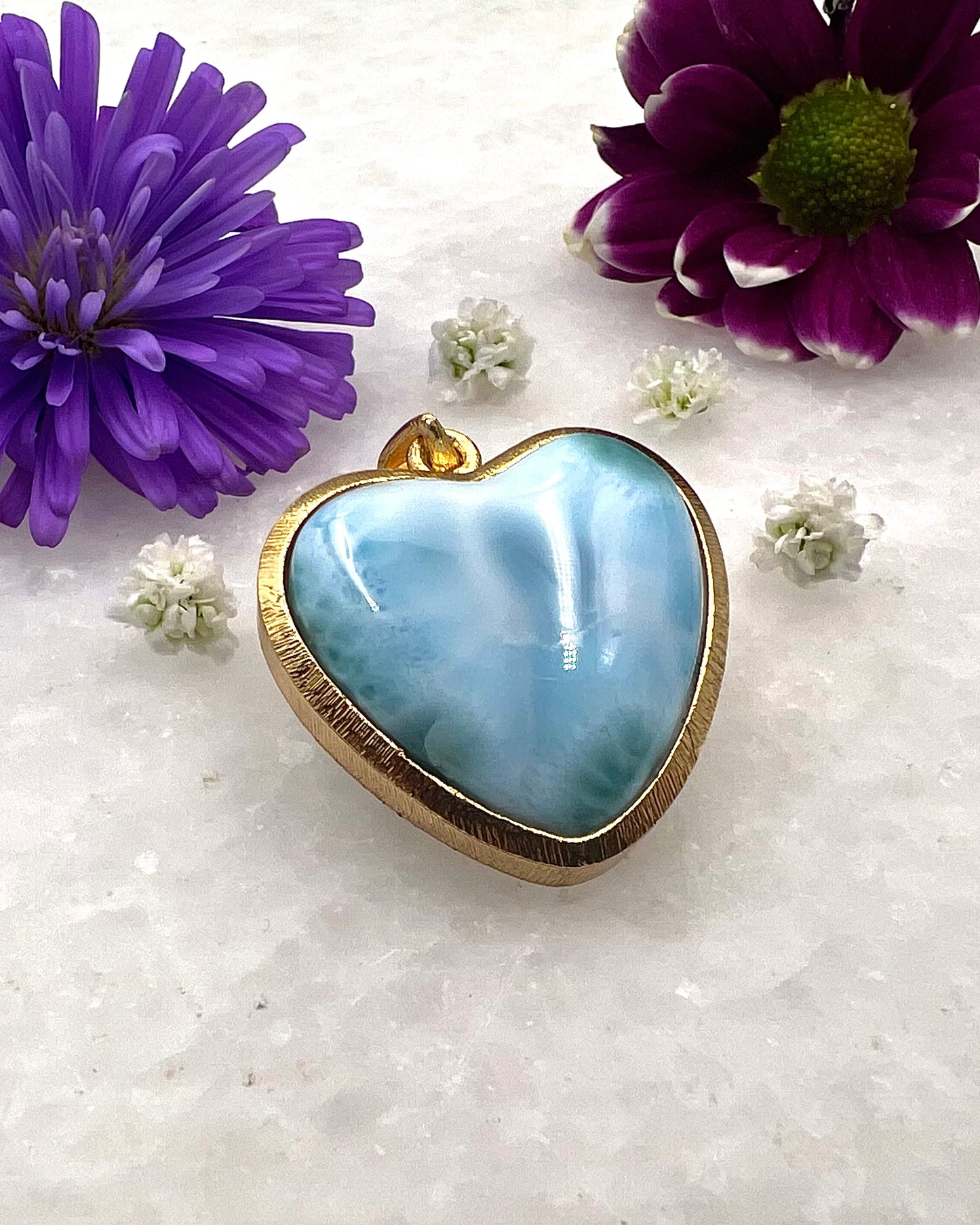 Larimar in .750 1-1.5 Micron Gold Plating over .925 Silver