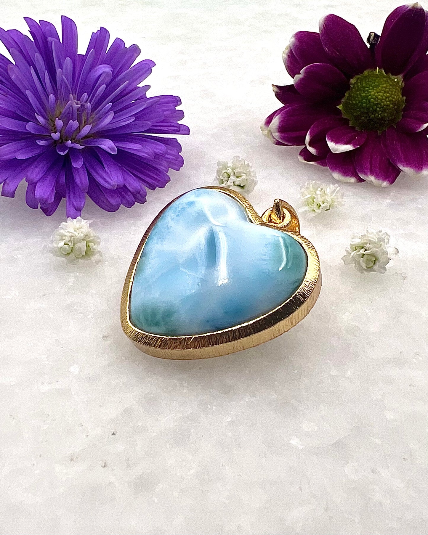 Larimar in .750 1-1.5 Micron Gold Plating over .925 Silver
