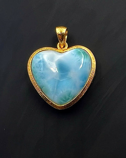 Larimar in .750 1-1.5 Micron Gold Plating over .925 Silver