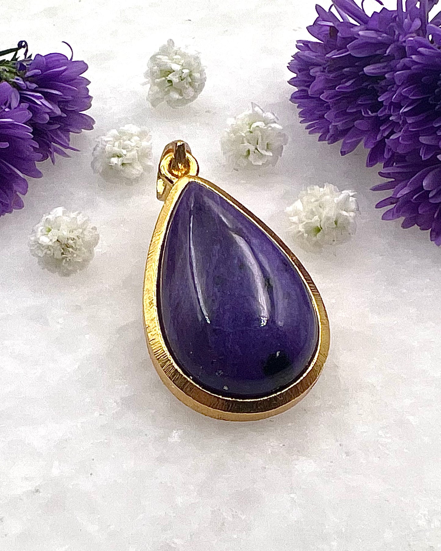 Charoite in .750 1-1.5 Micron Gold Plating over .925 Silver