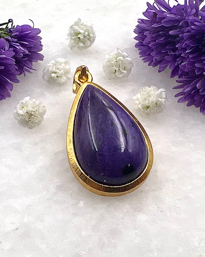 Charoite in .750 1-1.5 Micron Gold Plating over .925 Silver