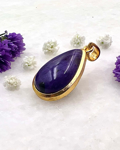Charoite in .750 1-1.5 Micron Gold Plating over .925 Silver