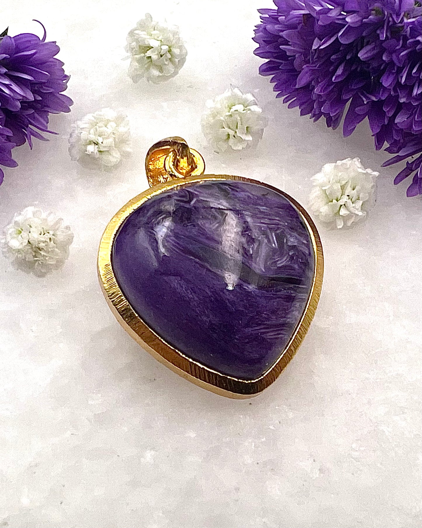 Charoite in .750 1-1.5 Micron Gold Plating over .925 Silver