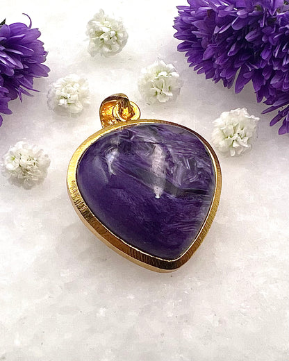 Charoite in .750 1-1.5 Micron Gold Plating over .925 Silver