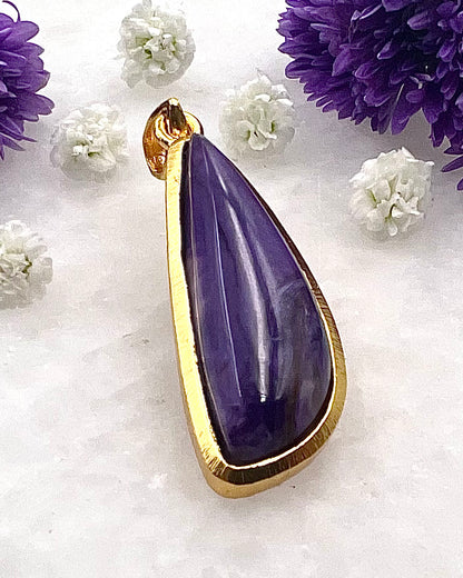 Charoite in .750 1-1.5 Micron Gold Plating over .925 Silver