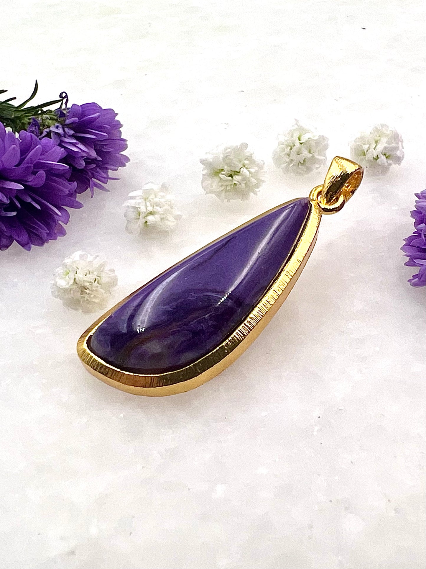 Charoite in .750 1-1.5 Micron Gold Plating over .925 Silver
