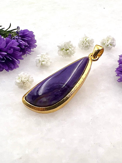 Charoite in .750 1-1.5 Micron Gold Plating over .925 Silver