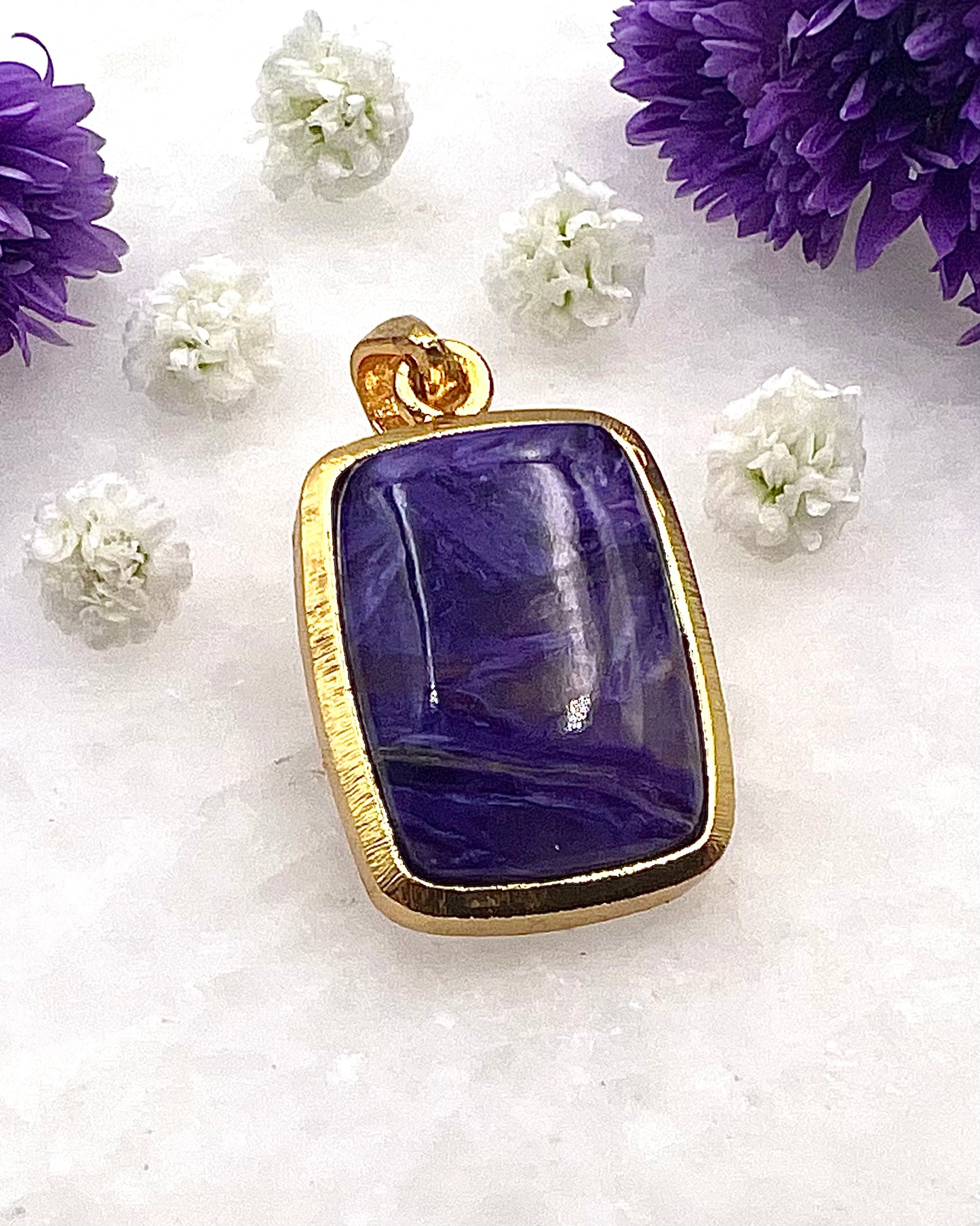 Charoite in .750 1-1.5 Micron Gold Plating over .925 Silver