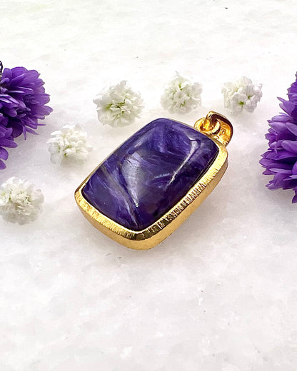 Charoite in .750 1-1.5 Micron Gold Plating over .925 Silver