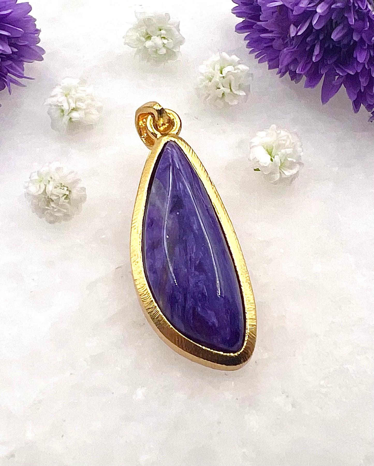 Charoite in .750 1-1.5 Micron Gold Plating over .925 Silver