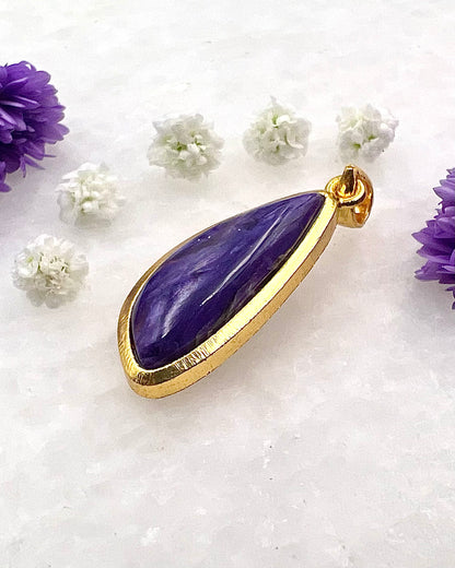 Charoite in .750 1-1.5 Micron Gold Plating over .925 Silver