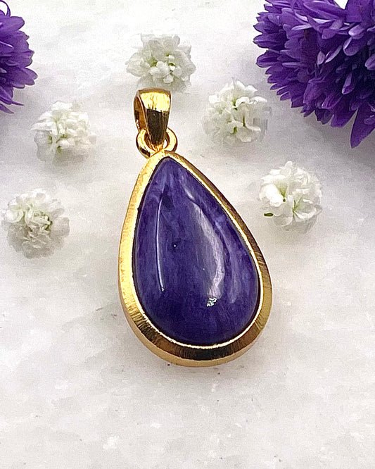 Charoite in .750 1-1.5 Micron Gold Plating over .925 Silver