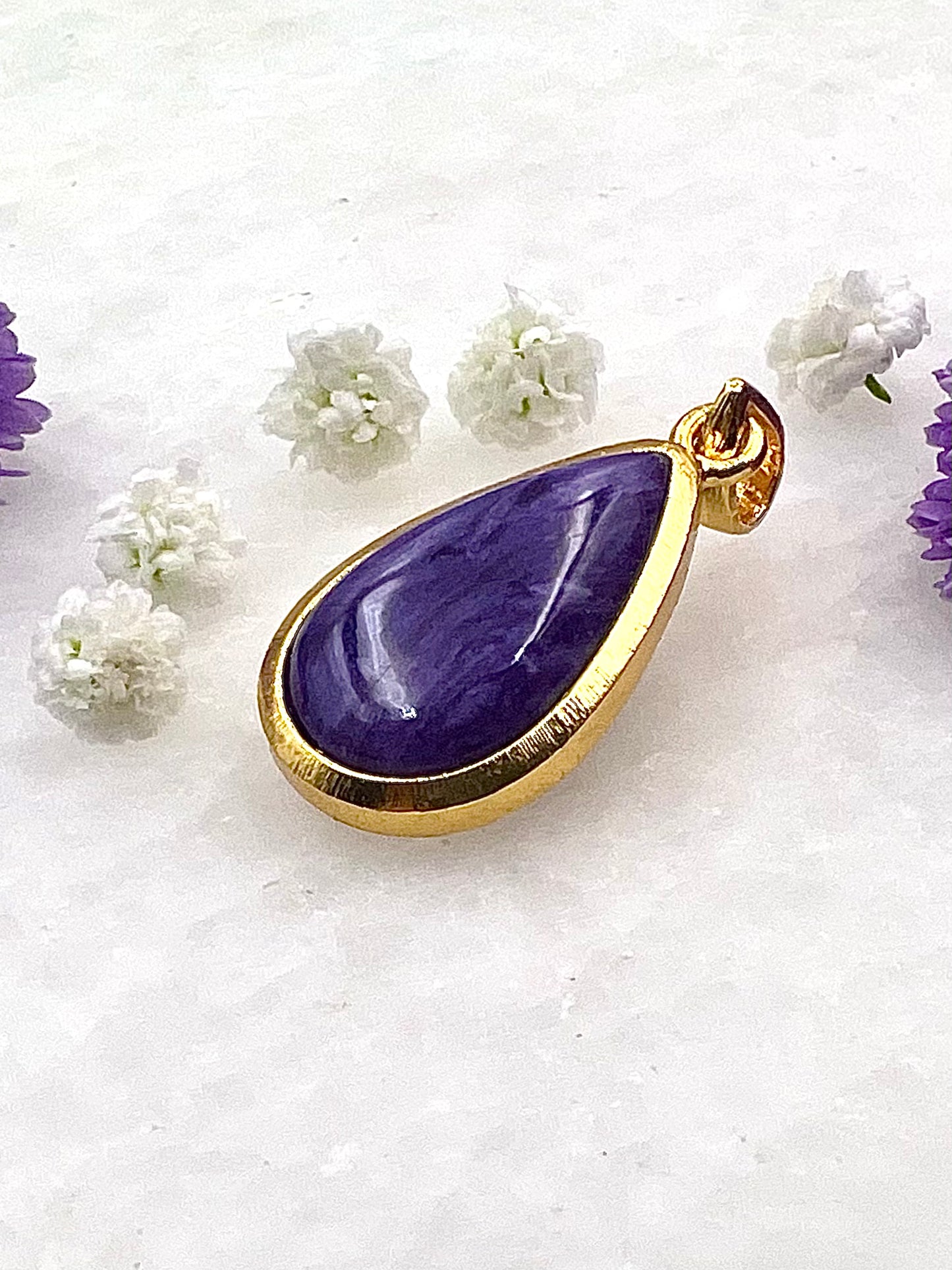 Charoite in .750 1-1.5 Micron Gold Plating over .925 Silver