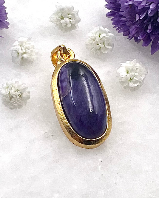 Charoite in .750 1-1.5 Micron Gold Plating over .925 Silver