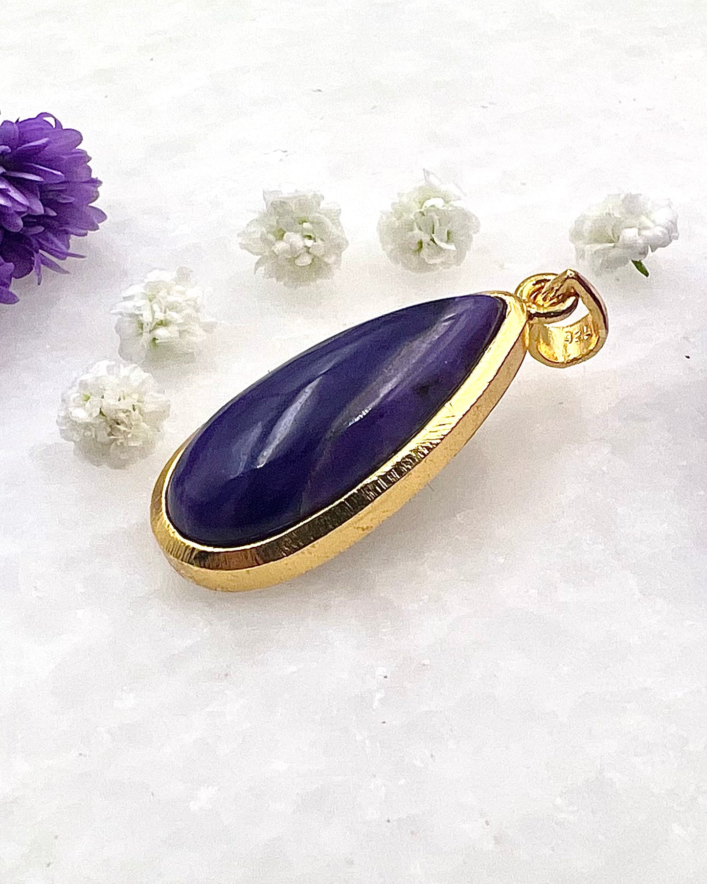 Charoite in .750 1-1.5 Micron Gold Plating over .925 Silver