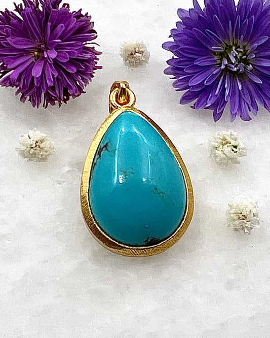 Turquoise in .750 1-1.5 Micron Gold Plating over .925 Silver