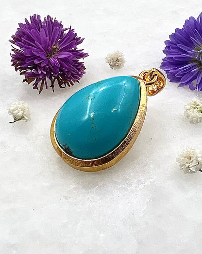 Turquoise in .750 1-1.5 Micron Gold Plating over .925 Silver
