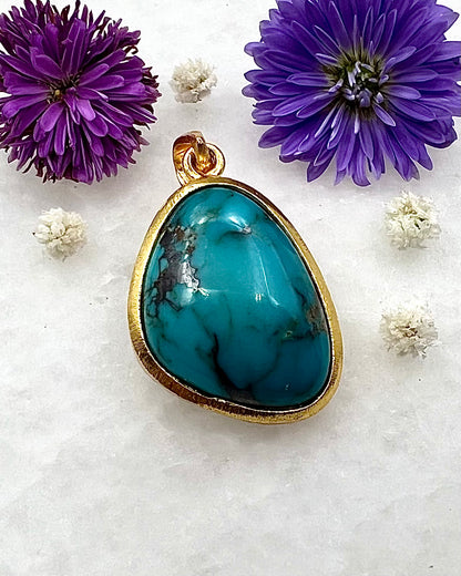 Turquoise in .750 1-1.5 Micron Gold Plating over .925 Silver