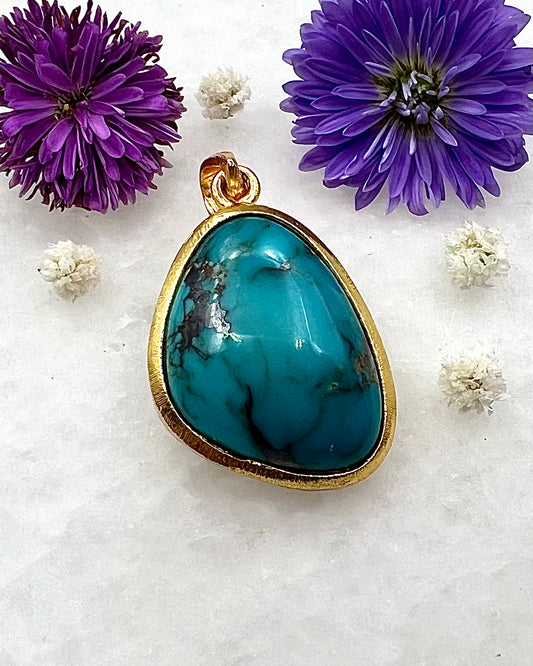 Turquoise in .750 1-1.5 Micron Gold Plating over .925 Silver