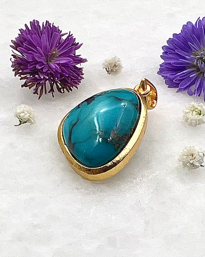 Turquoise in .750 1-1.5 Micron Gold Plating over .925 Silver
