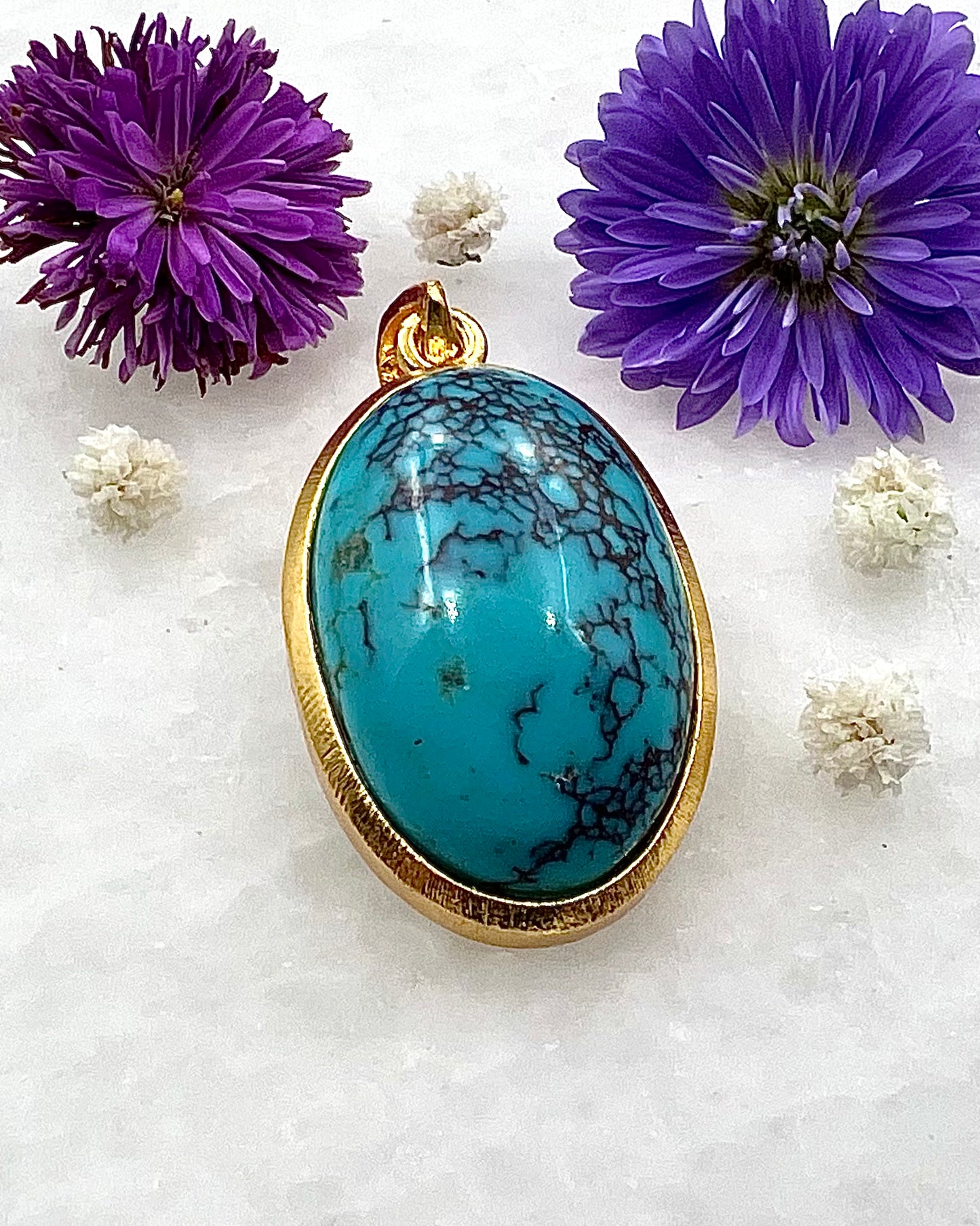 Turquoise in .750 1-1.5 Micron Gold Plating over .925 Silver