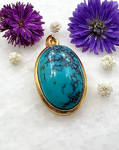Turquoise in .750 1-1.5 Micron Gold Plating over .925 Silver